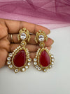 Tyani inspired, Shining Gold with kundan, doublet stone, CZ chandbali Drop earrings, Indian Jewelry
