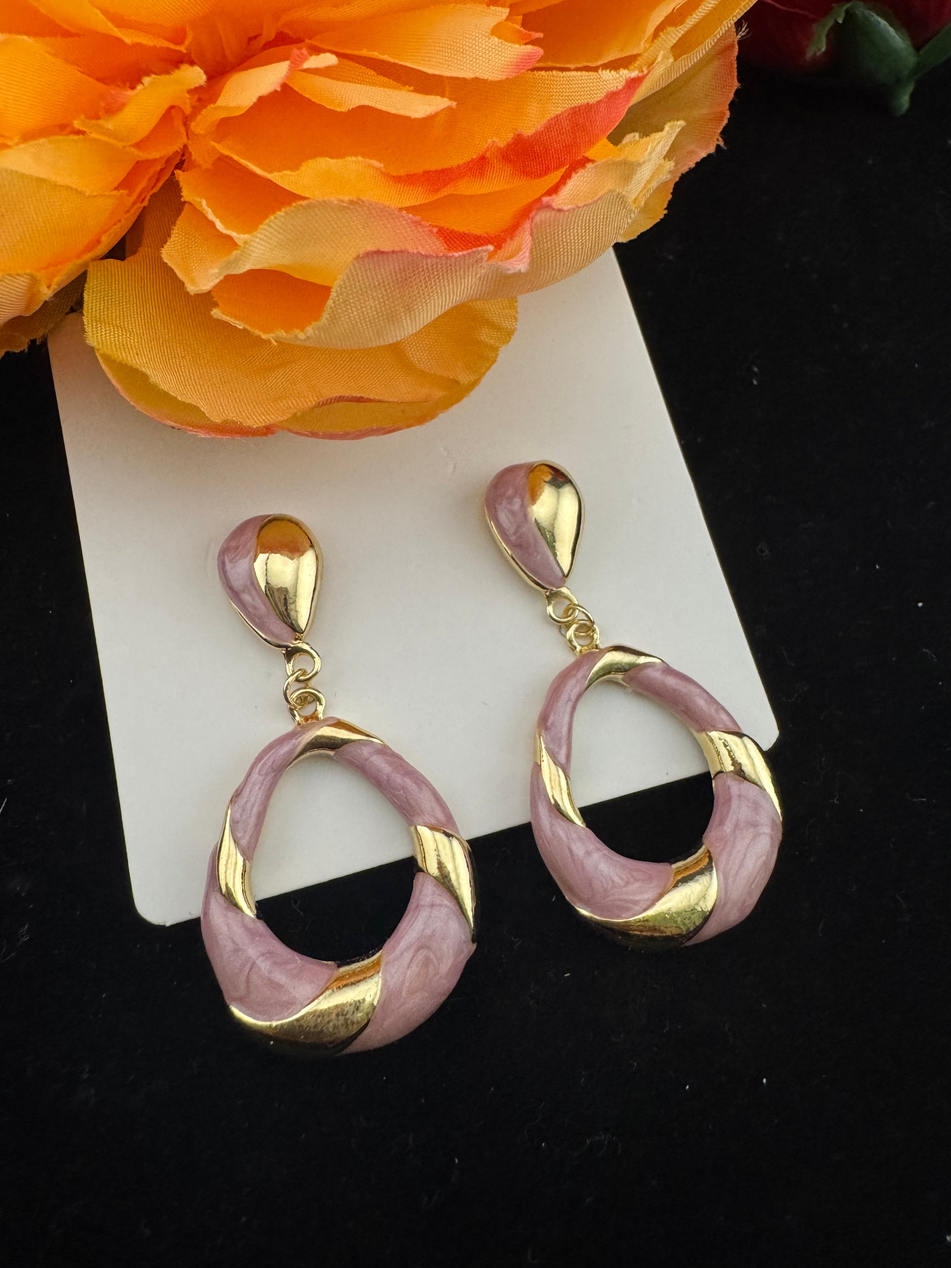 High Quality Premium Enamel and gold Designer Drop Earrings