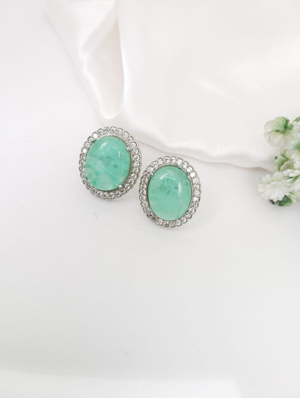 Cubic Zirconia, American Diamond,Doublet stone studs earrings, Indian Jewelry