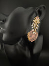 Pink and Gold, Doublet Stone Chandelier Drop Earrings, Bridal, CZ, Designer jewelry