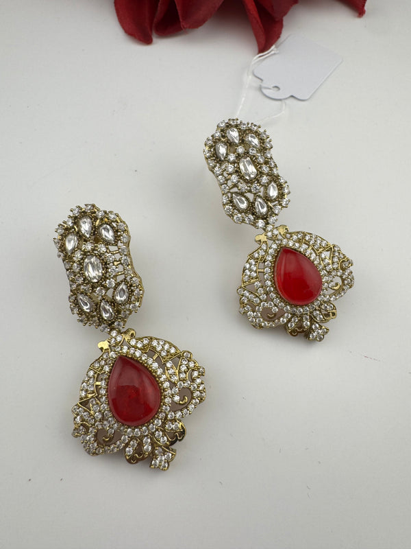 CZ, Kundan, Doublet Stone Chandelier Drop Earrings, Bridal, Moissanite, Designer jewelry