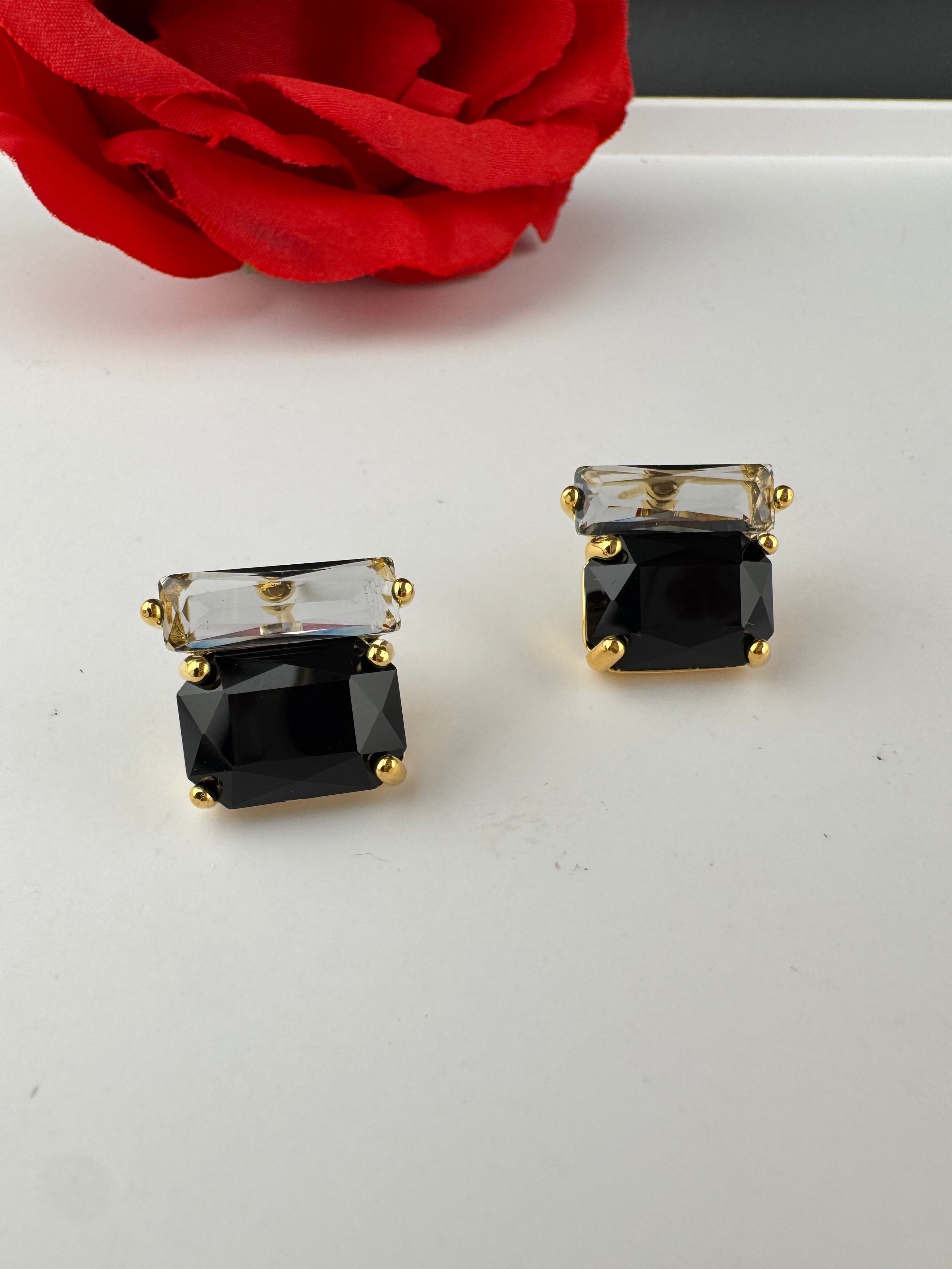 Premium designer Studs earring with clear glass stones, stylish, Statement Jewelry, jewelry for all ages, best for Bridesmaid Gift