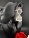 Premium Cubic Zirconia Peacock jhumka earrings is designer Inspired, Statement Long earring, Bridal, Party, Wedding jewelry, chic, Indian