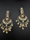 Green and Gold, pacchi Kundan, Pearls Chandelier Long Earrings, Bridal, Moissanite, CZ, Designer jewelry
