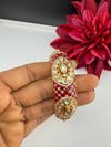 Pchhi Kundan, Moissanite Kundan, CZ Openable Broad Bracelet Bangle, Gold Polish (Fits 2.6" wrists) (Copy)