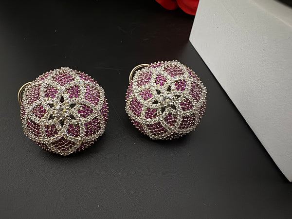 Premium Nano Setting Cubic Zirconia Oversized Studs earrings in silver color is designer Inspired Statement earring/Bridal, Bridesmaid gift