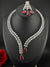 Crystals and CZ Diamond Statement front openable Hasli Necklace Set, Silver Plated Collar set