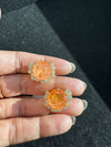 Gold Polish Doublet Stone Stud Earrings, Cubic Zirconia, AD, CZ, Indian Jewelry