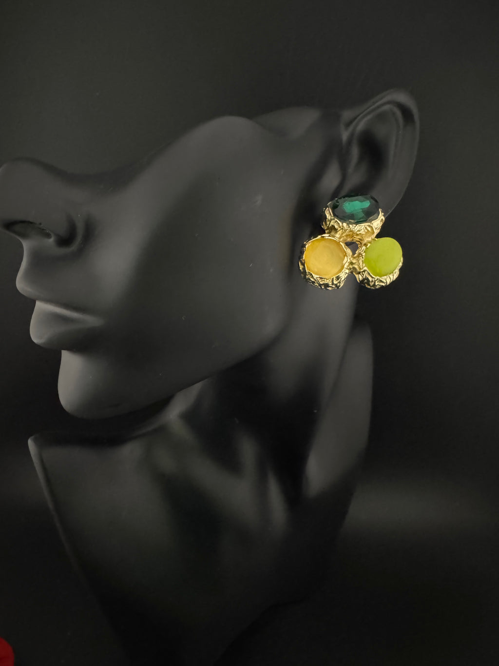 High Quality Premium Stones, CZ, Glass Crystals in gold is Swarovski inspired designer stud earrings/Big size Stud earrings/Statement stud