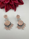 Pink and Gold, Doublet Stone Chandelier Drop Earrings, Bridal, CZ, Designer jewelry