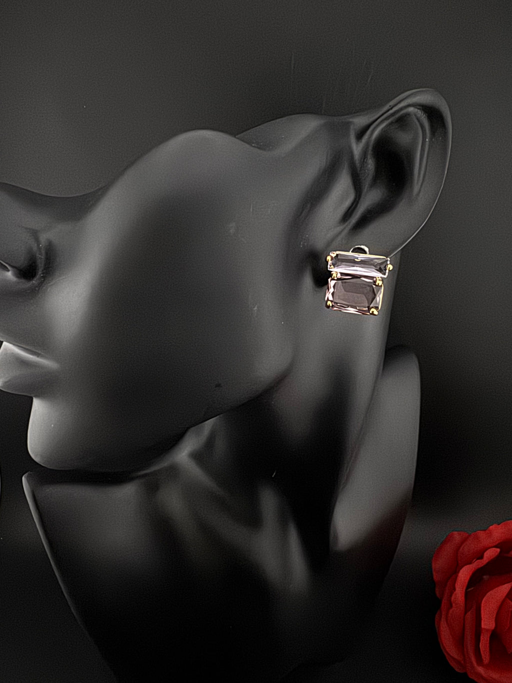 Premium designer Studs earring with clear glass stones, stylish, Statement Jewelry, jewelry for all ages, best for Bridesmaid Gift