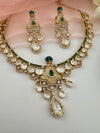 Kundan, Moissanite, MOP, CZ Flexible Gold necklace set, Indian Bridal Jewelry