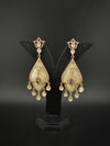 CZ and Gold, Mother of Pearl Chandelier Drop Earrings, Bridal, MOP Designer jewelry