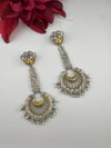 Oxidized Silver and Gold ChandBali Very long Earrings, designer jewelry