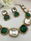 Kundan, Stones, CZ Gold Plated Green necklace set, Indian Bridal Jewelry set