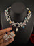 Blue Premium American Diamond, Cubic Zirconia, stones and pearls Floral Necklace with earrings