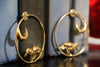 Matt Gold unique Hoop earrings in unique Moon andBird design