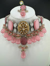 Premium fusion Choker Necklace set with HQ Moissanite kundan, onyx beads and carved stone