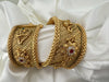 Amrapali inspired Designer bangles set, Openable Matt Gold Broad bangle set size-2.4"