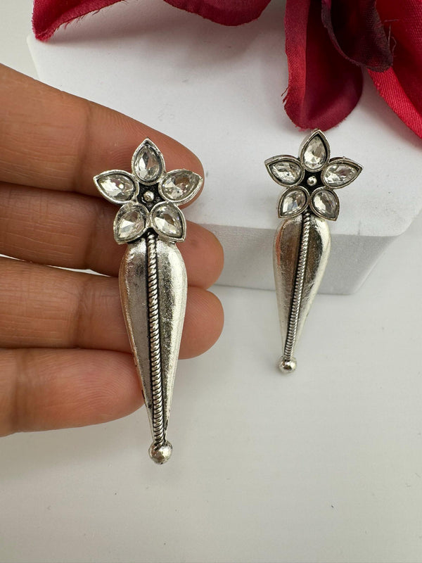 German silver oxidized silver everyday earrings/Oxidized silver earring/Statement Earrings