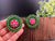 Big Stud Earrings with Green beads and Minakari