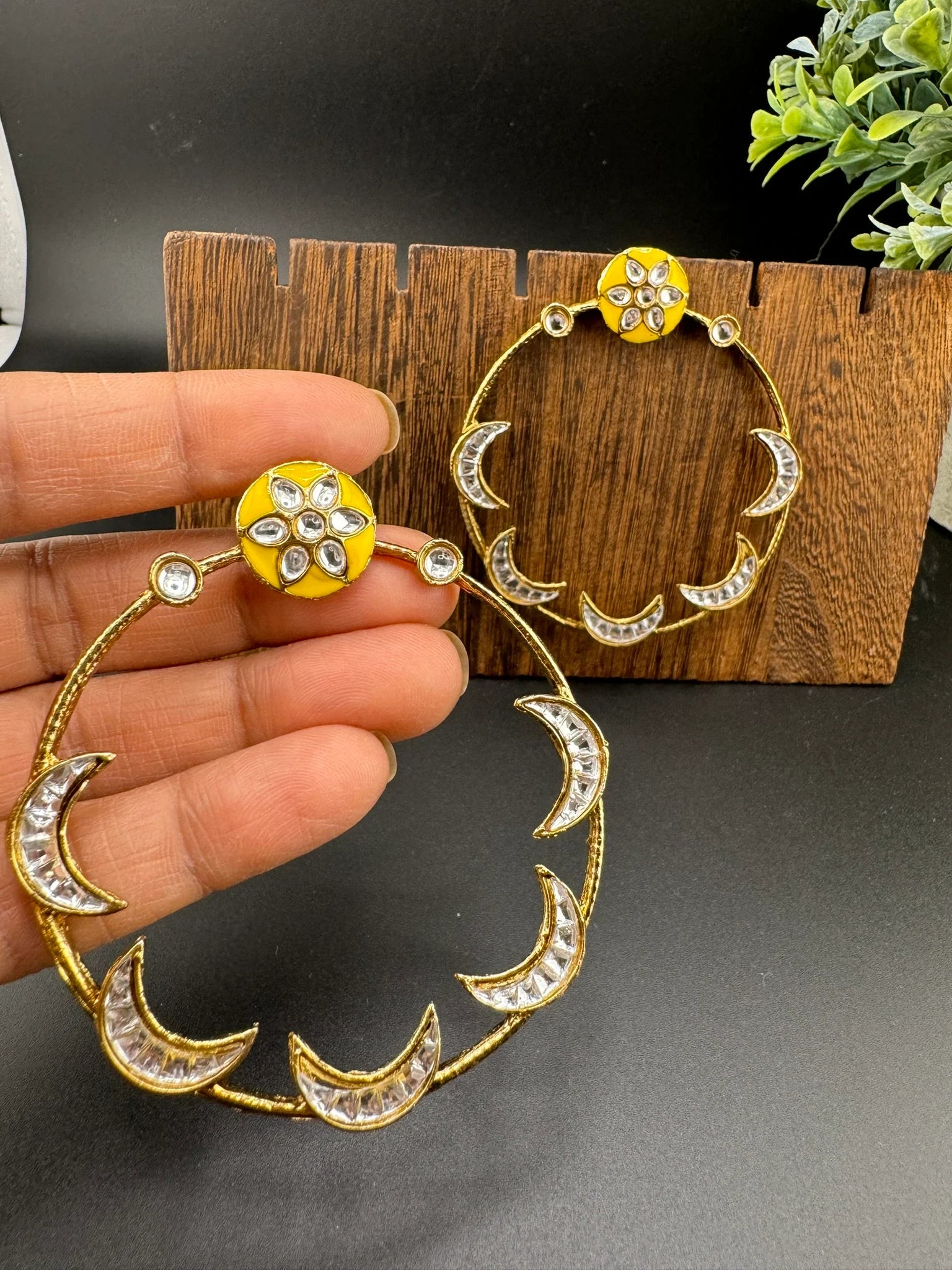 Sara inspired earring with Minakari and Kundan Big Hoop