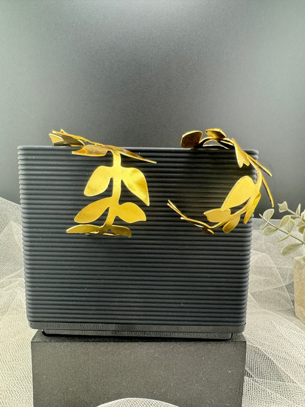 Statement Gold Hoop earrings in unique Leaf design, Leaf hoop