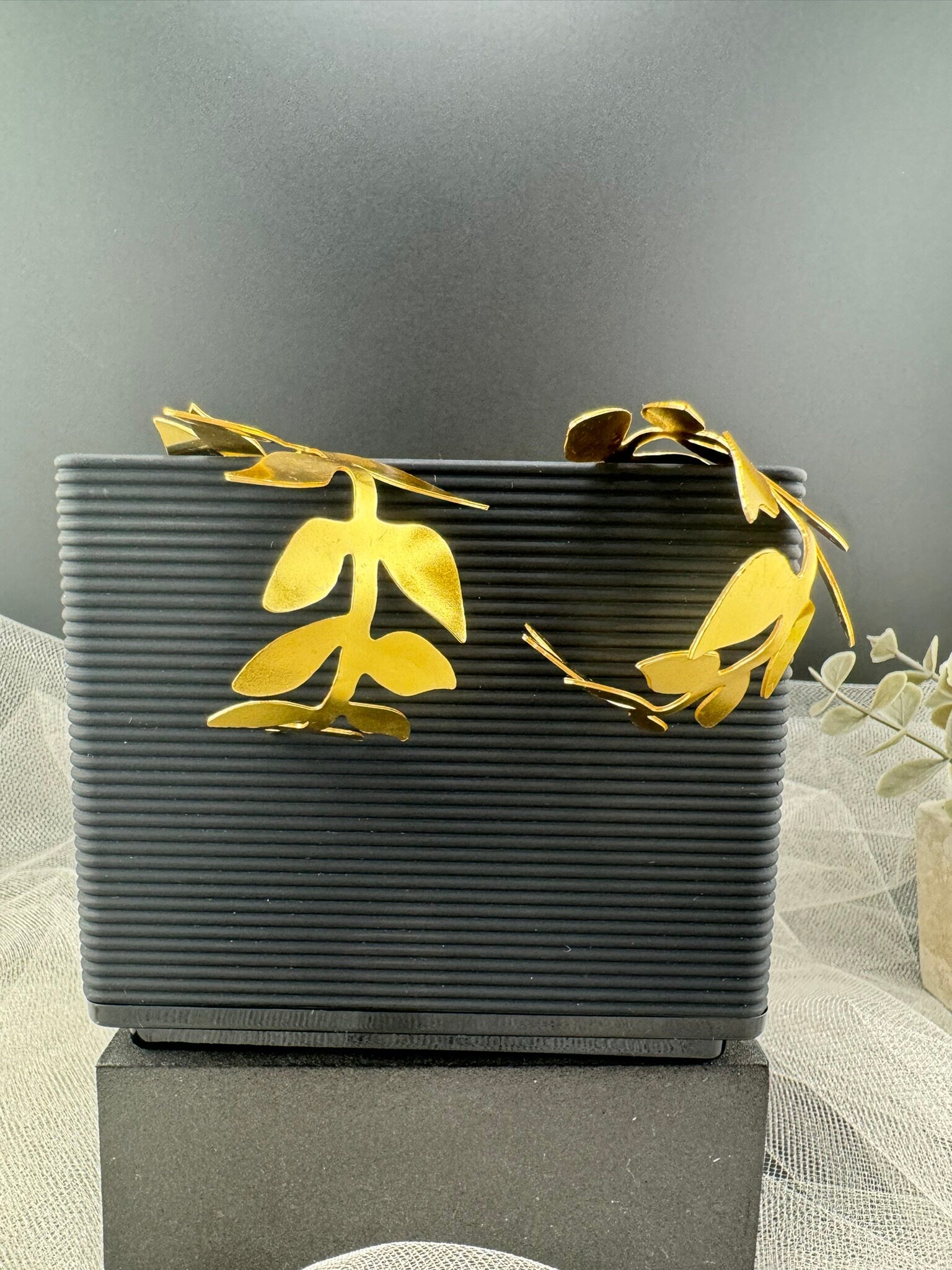 Statement Gold Hoop earrings in unique Leaf design, Leaf hoop