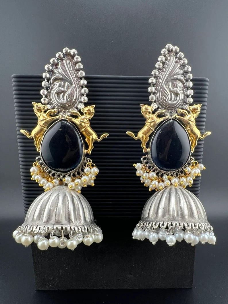 Oxidized German Silver Premium Long Jhumka