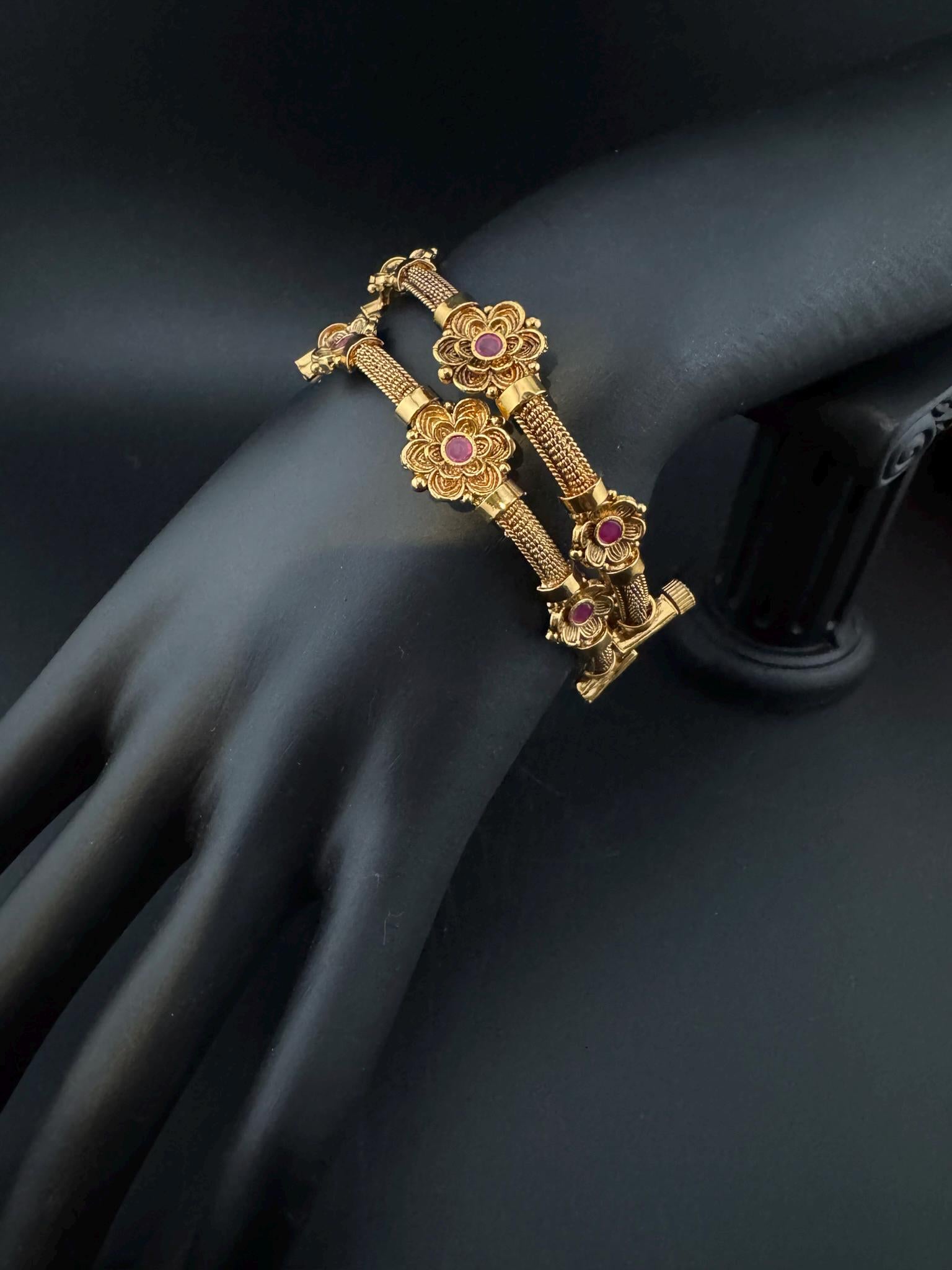 Openable Matt Gold Amrapali inspired Designer bangles set