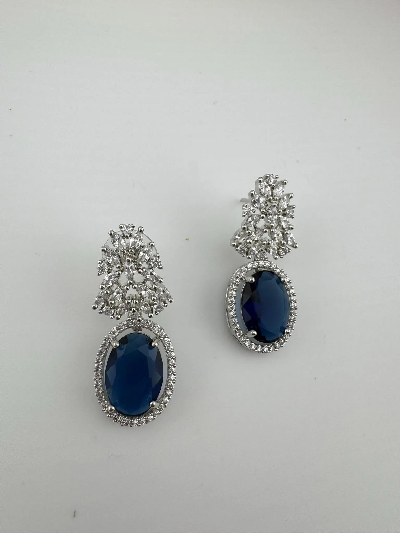 Premium Cubic Zirconia and Crystal stones in silver color earrings