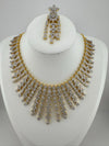 Premium American Diamond, Cubic Zirconia Bridal Collar Necklace with long earrings