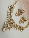 Kundan, Moissanite, MOP, CZ Flexible Gold necklace set, Indian Bridal Jewelry