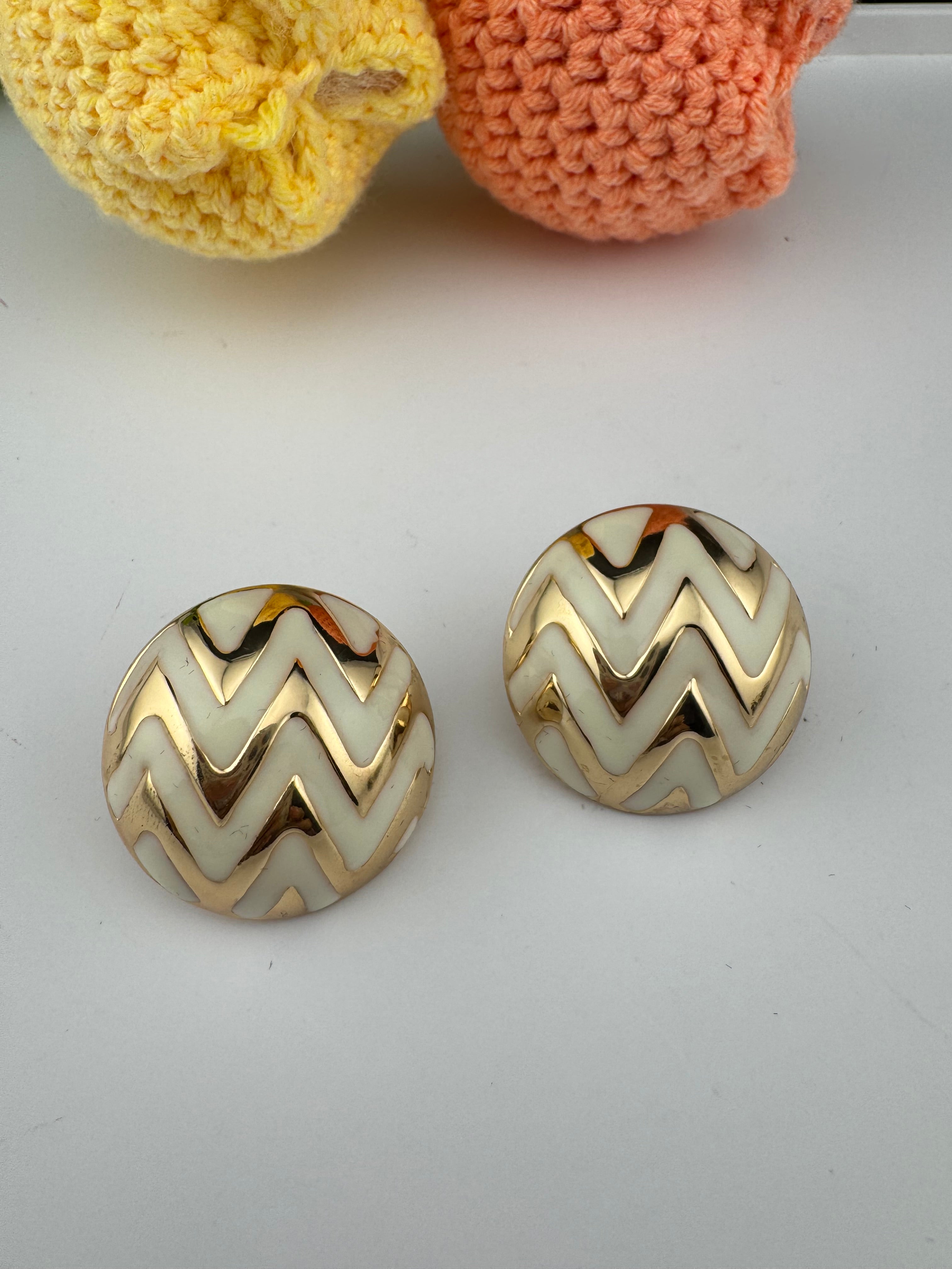 High Quality Enamel and gold designer Oversized Stud earrings, Unique statement earrings
