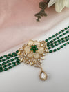 Kundan, Moissanite, MOP, CZ, Pearls Flexible Gold Choker necklace set, Indian Bridal Jewelry