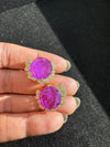 Gold Polish Doublet Stone Stud Earrings, Cubic Zirconia, AD, CZ, Indian Jewelry