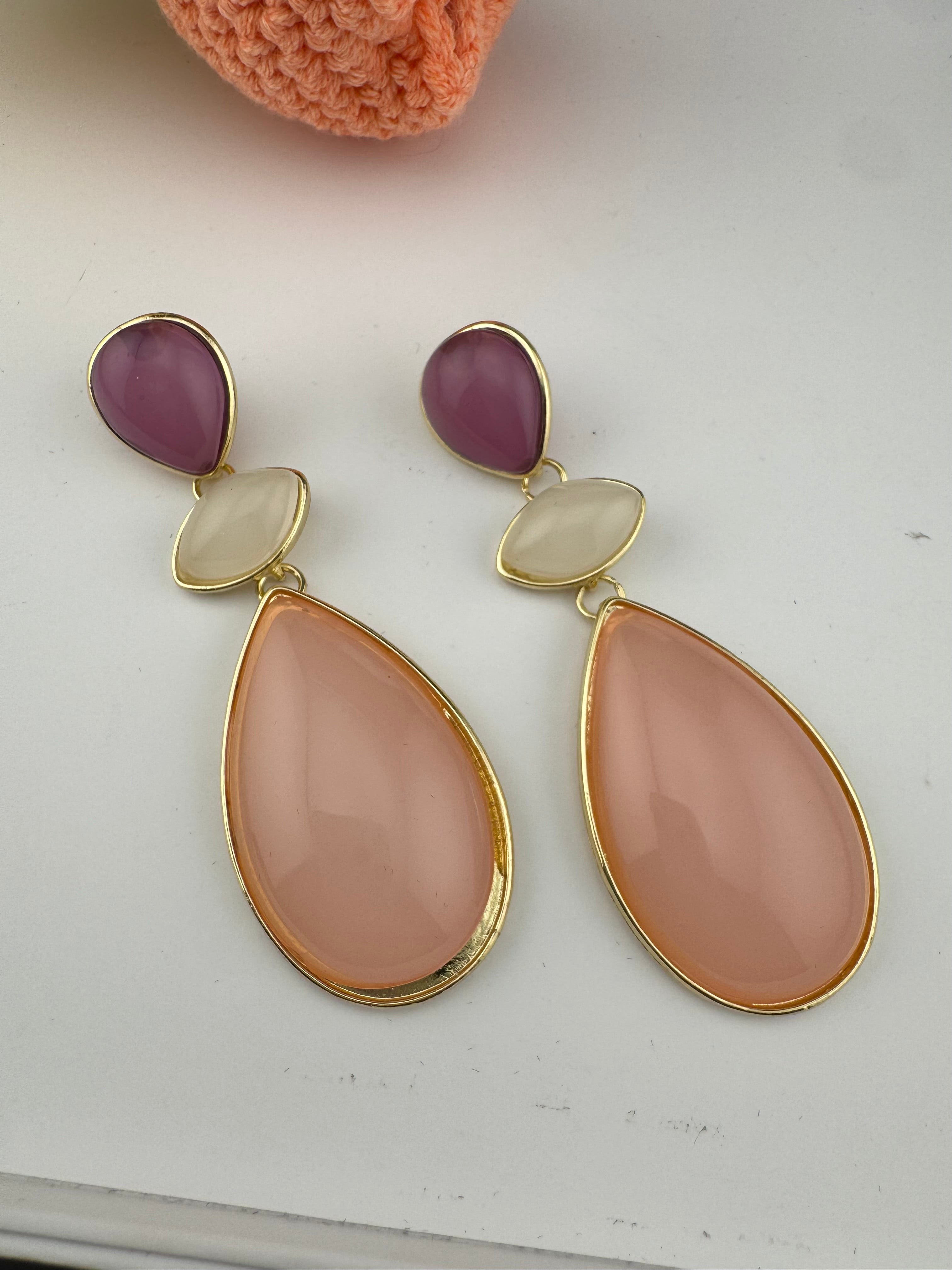 Premium High Quality long drop earrings, lightweight Brass and Acrylic material Earrings for party wear/Bridesmaid gift