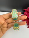 Moissanite Kundan, Enamel, CZ Adjustable Bracelet Bangle Kada, Gold Polish Designer Bangle