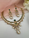 Kundan, Moissanite, MOP, CZ Flexible Gold necklace set, Indian Bridal Jewelry