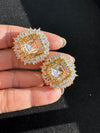 Gold Polish Crystal Stone Stud Earrings, Cubic Zirconia, AD, CZ, Indian Jewelry