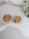 Gold Polish Doublet Stone Stud Earrings, Cubic Zirconia, AD, CZ, Indian Jewelry