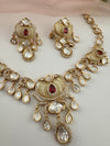 Kundan, Moissanite, MOP, CZ Flexible Gold necklace set, Indian Bridal Jewelry