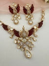 Kundan, Moissanite, Red MOP, CZ Flexible Peacock Gold necklace set, Indian Bridal Jewelry