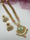 Rajwadi Kundan Enamel Stones Gold Necklace Set, Indian Bridal Rani Haar