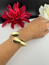 Brushed finished Gold Chunky Cuff Bracelet Bangle, Anti Tarnish, fits sizes upto 2.6"