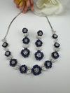 Nano Setting CZ Diamond Statement Necklace Set, White Gold Plated Choker set, nature inspired