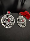 Premium Nano Setting of Cubic Zirconia in silver is designer Inspired Statement Oversized Circular Dangle earring/Bridal/bridesmaid gift