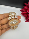 Moissanite Kundan, MOP, CZ Adjustable Bracelet Bangle, Gold Polish Designer Bangle