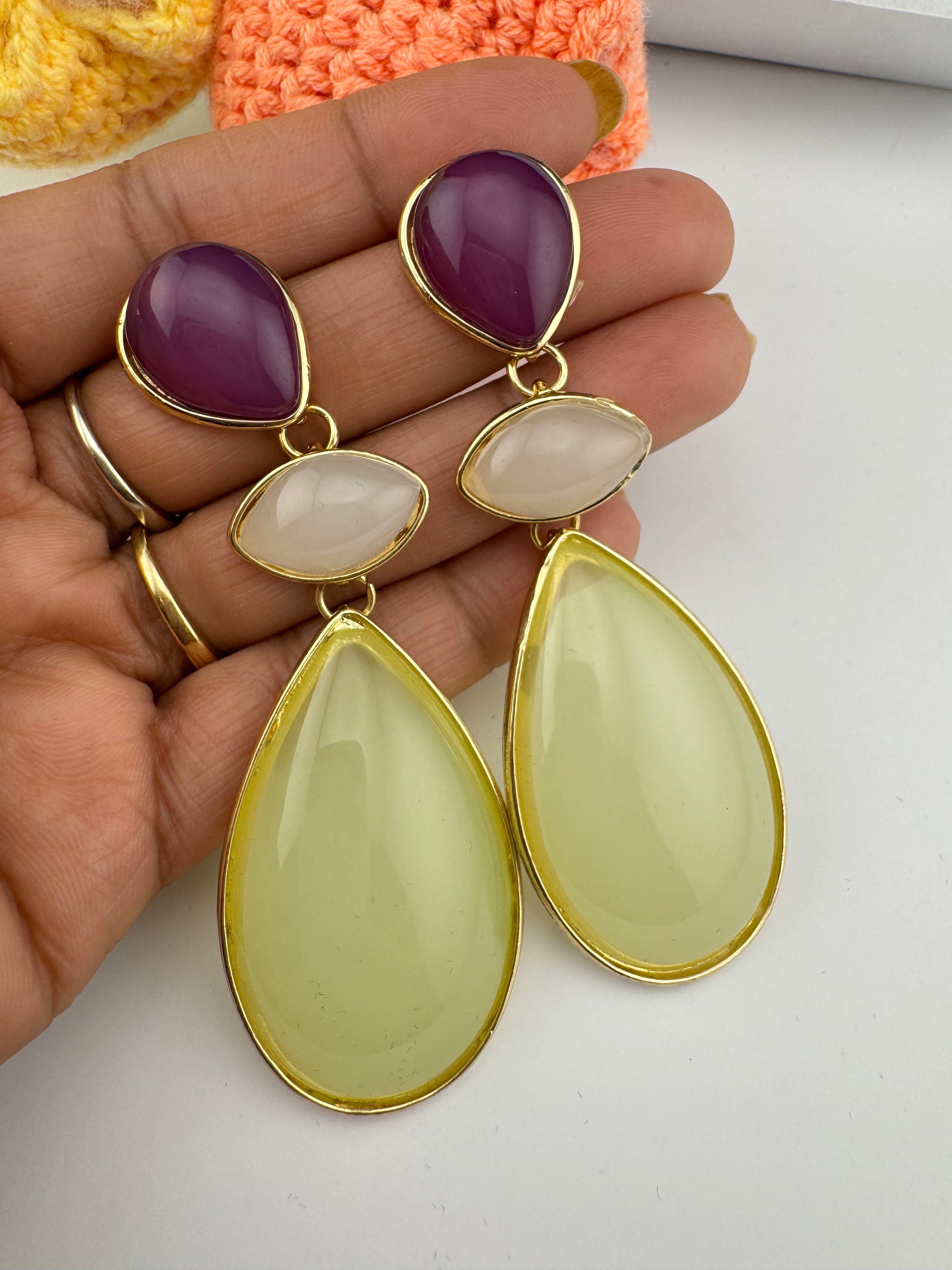 Premium High Quality long drop earrings, lightweight Brass and Acrylic material Earrings for party wear/Bridesmaid gift