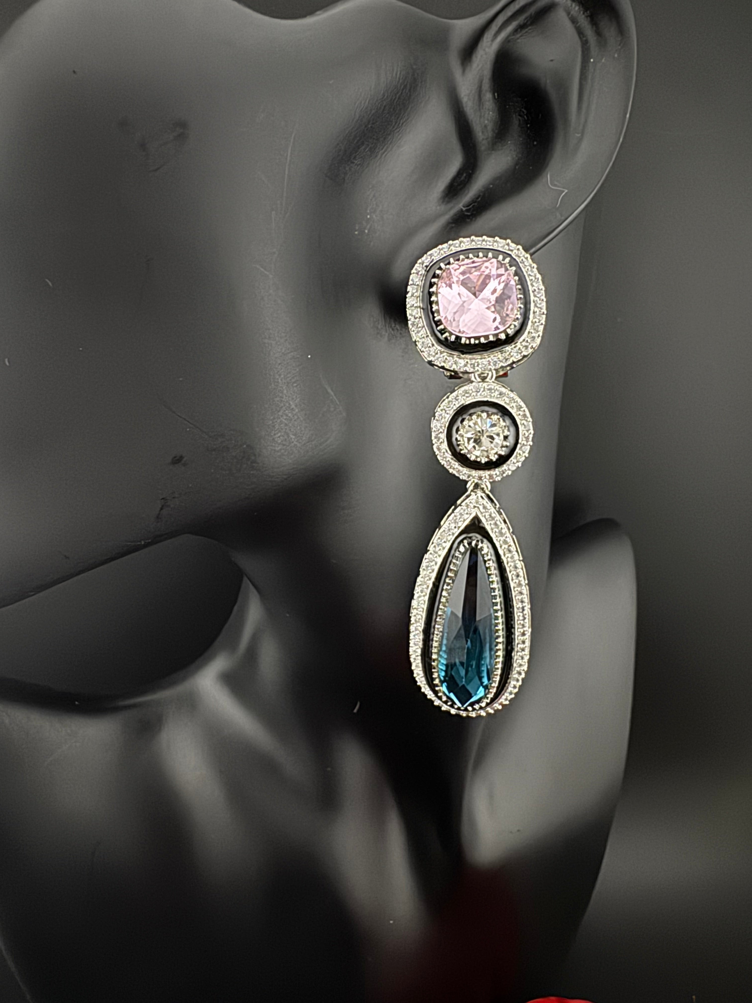 Premium cubic zirconia Crystal Long Drop Swarovski inspired designer Dangle Earrings/Indian earring/Bridal, Bridesmaid Gift